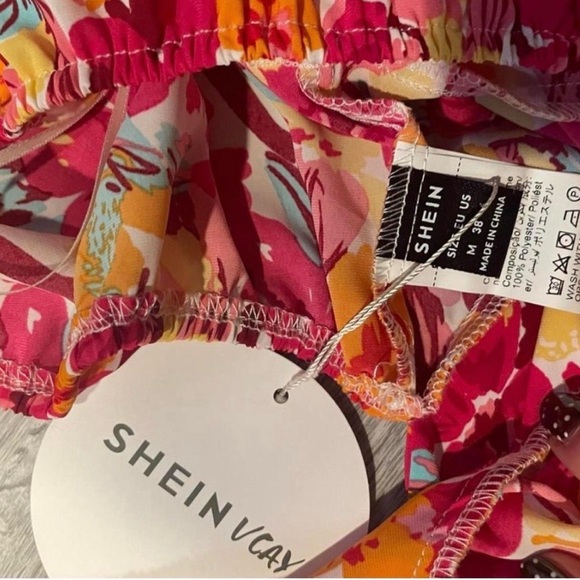 SHEIN Crop Top Bundle 3 Ruched Milkmaid Floral Cottagecore Summer M - Picture 3 of 8